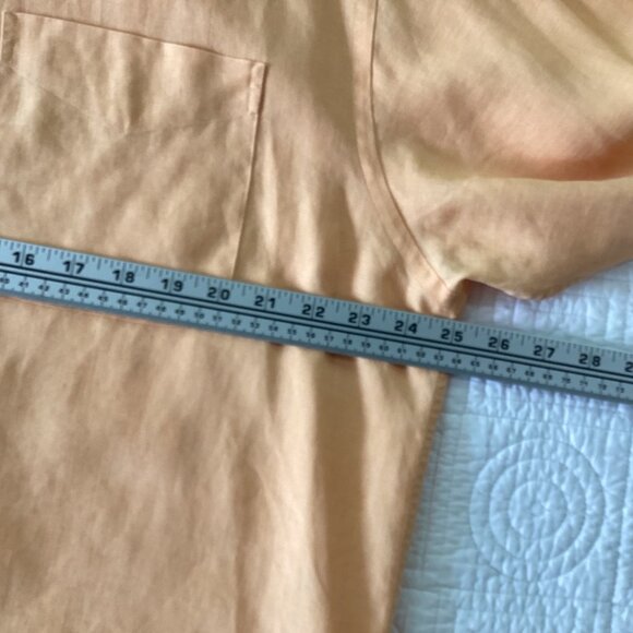 Jos. A. Bank 100% Linen Men’s size L orange button front Shirt loose fitting - Picture 7 of 8